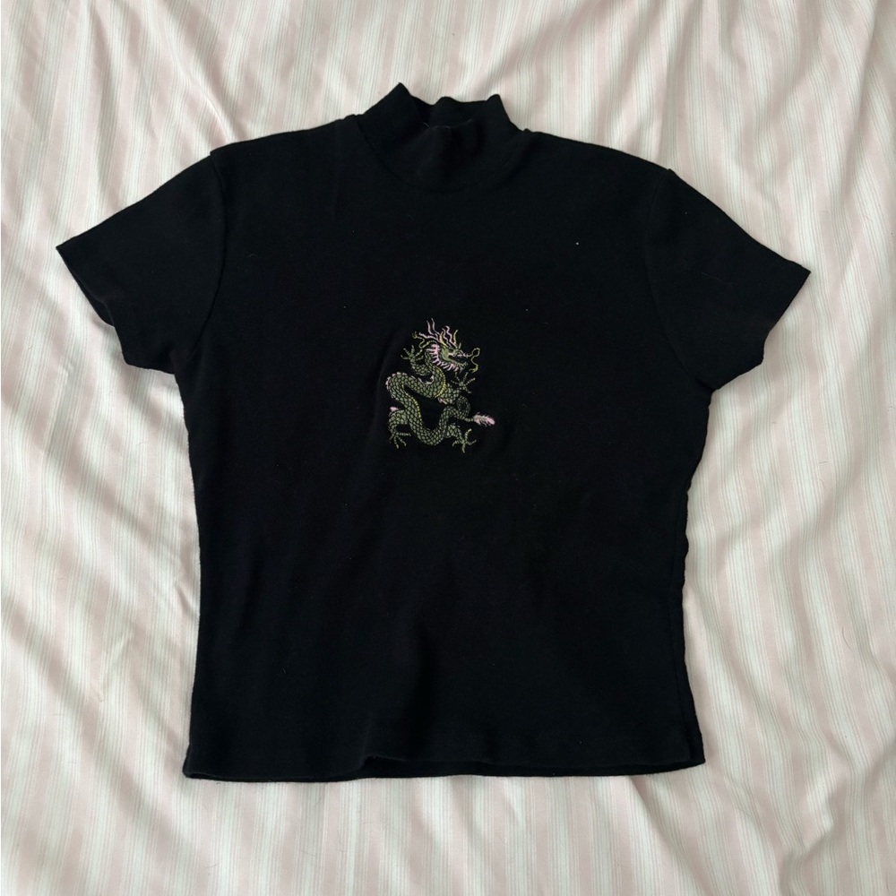 Brandy Melville Dragon Mock Neck Baby Tee